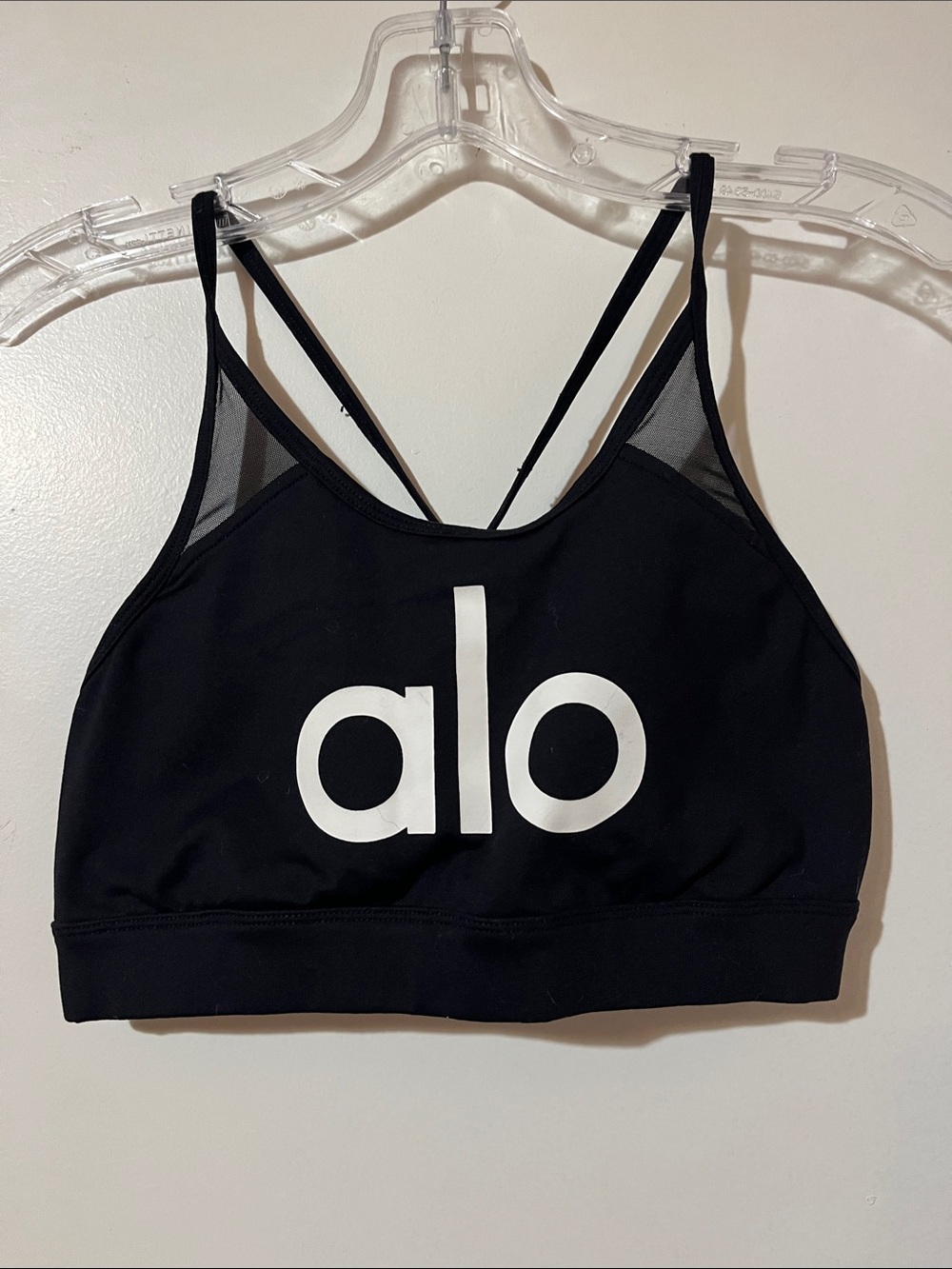 ALO Yoga Black Sports Bra with White Logo